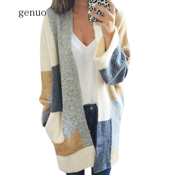 women knitted cardigan sweater coats casual patchwork long cardigan long sleeve sweater, White
women knitted cardigan sweater coats casual patchwork long cardigan long sleeve sweater, White