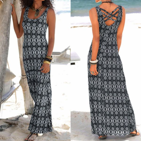 summer dress 2019 women halter neck bohemian print sleeveless casual beachwear backless dress sundress vestidos robe femme, Black;gray
summer dress 2019 women halter neck bohemian print sleeveless casual beachwear backless dress sundress vestidos robe femme, Black;gray