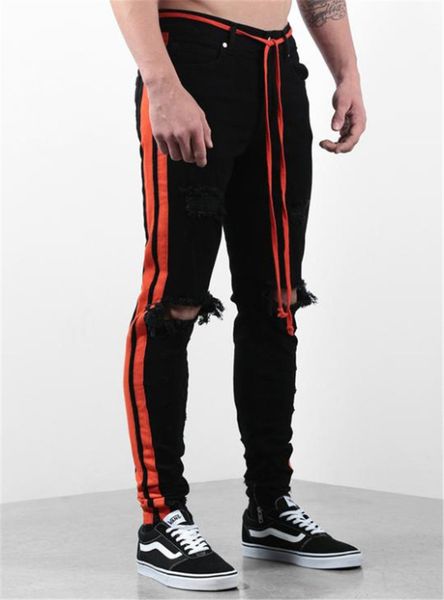stripe panelled mens designer jeans fashion hole skinny mens pencil pants casual zipper fly males clothing, Blue
stripe panelled mens designer jeans fashion hole skinny mens pencil pants casual zipper fly males clothing, Blue
