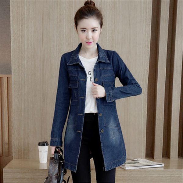 women's trench coats 2021 spring and autumn korean version of the long section large casual wear denim jacket slim coat tb1023, Tan;black
women's trench coats 2021 spring and autumn korean version of the long section large casual wear denim jacket slim coat tb1023, Tan;black
