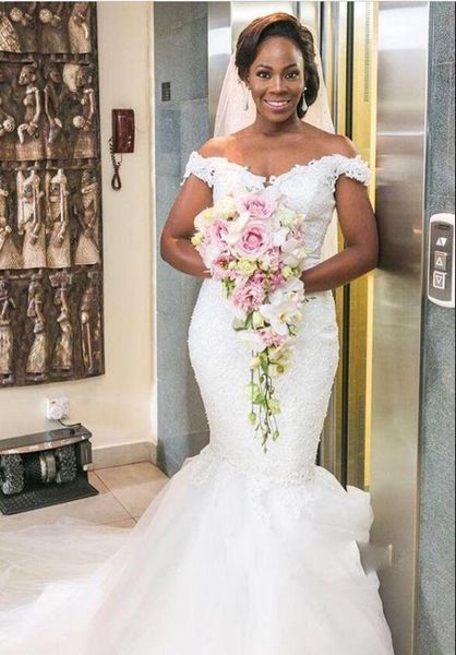 off the shoulder beach wedding dresses 2018 lace and tulle cap sleeves mermaid wedding dress count train african bridal gowns, White
off the shoulder beach wedding dresses 2018 lace and tulle cap sleeves mermaid wedding dress count train african bridal gowns, White