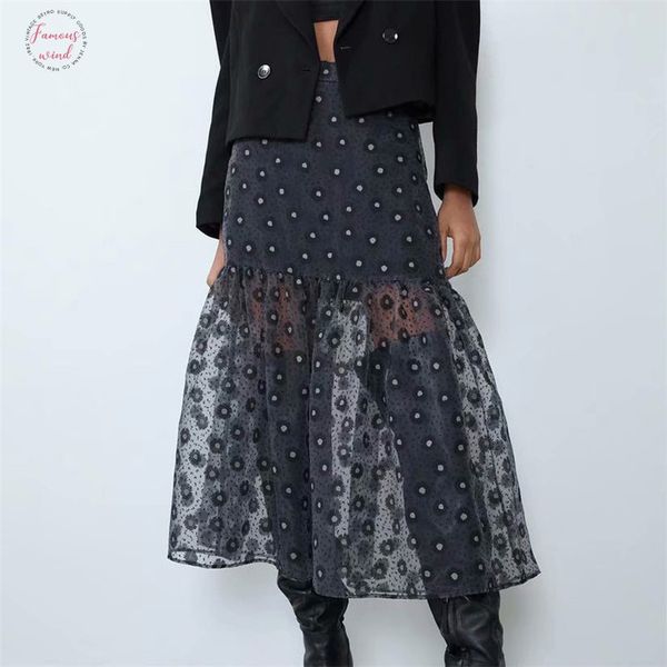 women organza floral pattern midi skirt faldas mujer elastic waist side zipper fly female stylish casual a line skirts, Black
women organza floral pattern midi skirt faldas mujer elastic waist side zipper fly female stylish casual a line skirts, Black