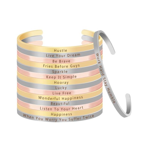 kcaloe fashion women brass jewelry letter quote engraved hooray lucky personalized wonderful happiness bracelet, White
kcaloe fashion women brass jewelry letter quote engraved hooray lucky personalized wonderful happiness bracelet, White
