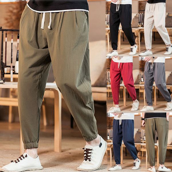 casual men's casual vintage loose cotton linen pure color comfort ankle-length pant travel teenage, Black
casual men's casual vintage loose cotton linen pure color comfort ankle-length pant travel teenage, Black
