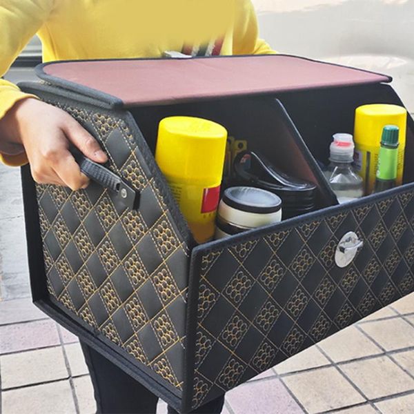 pu leather trunk organizer box storage bag folding car trunk stowing tidying with metal lock new arrival
pu leather trunk organizer box storage bag folding car trunk stowing tidying with metal lock new arrival