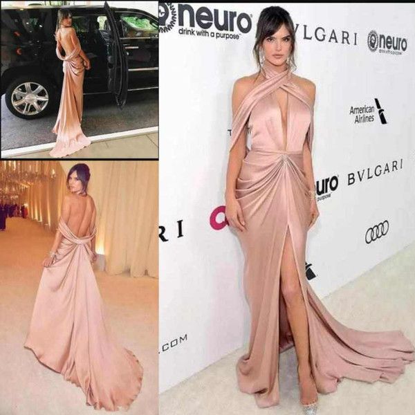 new fashion muragn nude prom dresses halter red carpet open back high split latest formal evening gowns long vestidos de fiesta, Black
new fashion muragn nude prom dresses halter red carpet open back high split latest formal evening gowns long vestidos de fiesta, Black