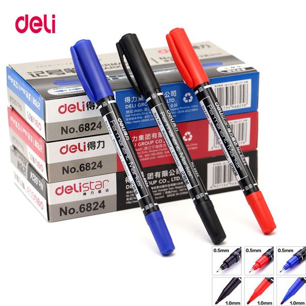 deli 12pcs colored dual tip 0.5/1 mm fast dry permanent sign marker pens for fabric metal quality fineliner for drawing
deli 12pcs colored dual tip 0.5/1 mm fast dry permanent sign marker pens for fabric metal quality fineliner for drawing