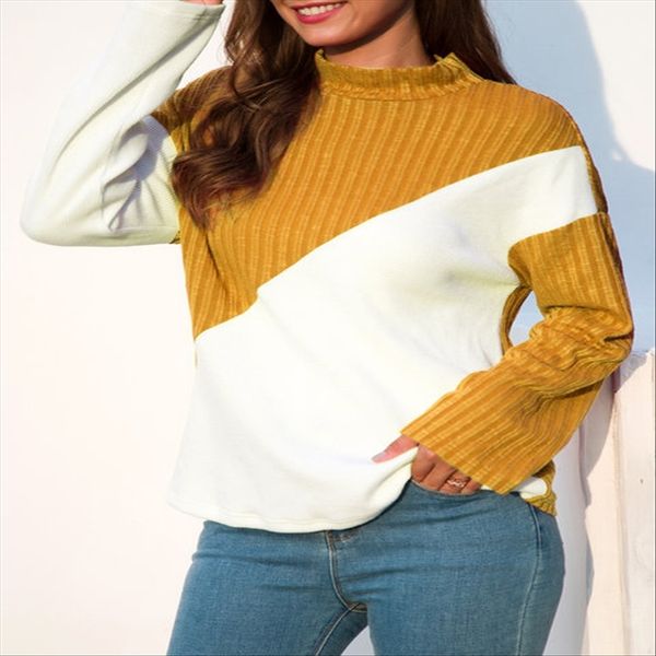 2019 high collar irregular multicolor stitching women's long sleeve t-shirt 2019 high collar irregular multicolor stitching women, White
2019 high collar irregular multicolor stitching women's long sleeve t-shirt 2019 high collar irregular multicolor stitching women, White