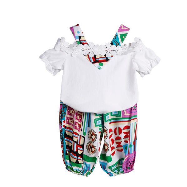 oeak summer toddler kids baby girls clothes set short sleeve lace flower off shoulder t-shirt pants costume outfit 2pcs, White
oeak summer toddler kids baby girls clothes set short sleeve lace flower off shoulder t-shirt pants costume outfit 2pcs, White