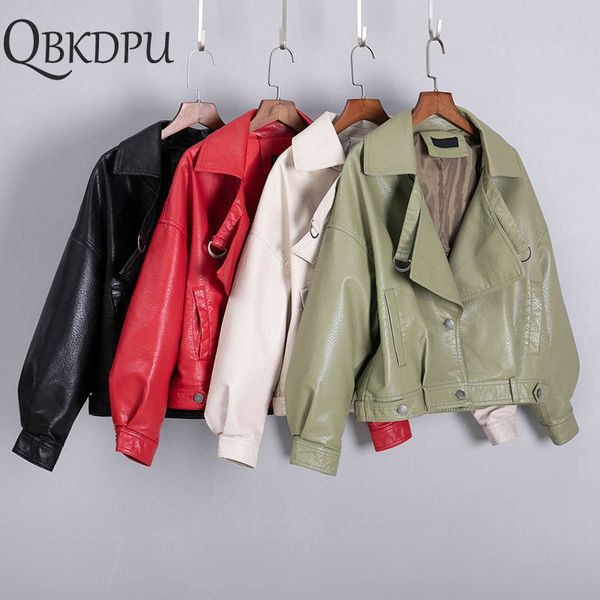 new autumn women faux leather jacket pu motorcycle biker red coat turndown collar loose streetwear black punk bomber outerwear
new autumn women faux leather jacket pu motorcycle biker red coat turndown collar loose streetwear black punk bomber outerwear