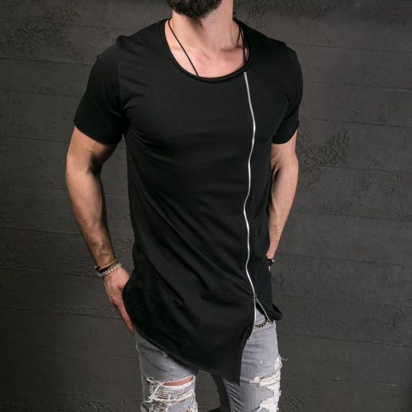 men 's fashion show stylish long t shirt asymmetrical side zipper big neck short sleeve t -shirt male hip hop tee trend, White;black
men 's fashion show stylish long t shirt asymmetrical side zipper big neck short sleeve t -shirt male hip hop tee trend, White;black