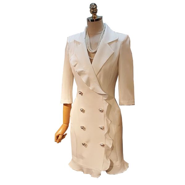 2019 spring and autumn new korean slim thin ruffle double-breasted ladies casual small suit section seven-quarter sleeve blazers, White;black
2019 spring and autumn new korean slim thin ruffle double-breasted ladies casual small suit section seven-quarter sleeve blazers, White;black