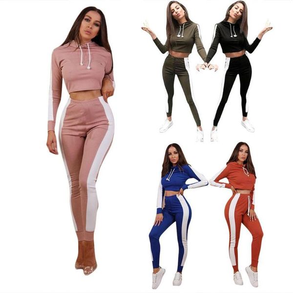 women fitness two pieces set stitching long sleeve hooded tracksuit long skinny leggings sportswear slim outfit
women fitness two pieces set stitching long sleeve hooded tracksuit long skinny leggings sportswear slim outfit