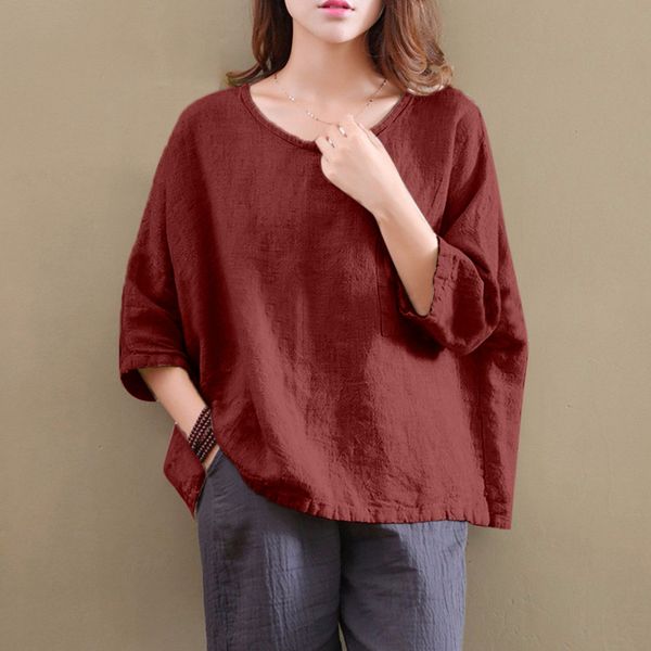 new style women blouse loose ramie cotton oversized pullover three-quarter shirt fashion simple style blouse 2019, White
new style women blouse loose ramie cotton oversized pullover three-quarter shirt fashion simple style blouse 2019, White
