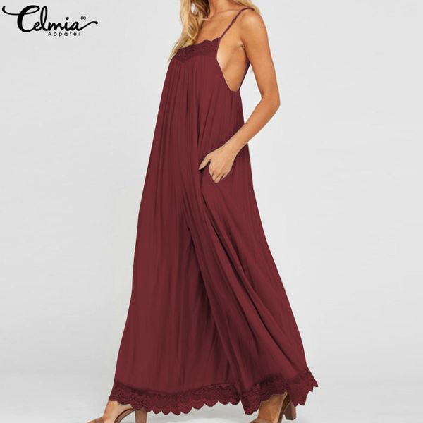celmia elegant rompers 2019 women jumpsuits straps backless sleeveless lace wide leg pant beach long overalls plus size 5xl, Black;white
celmia elegant rompers 2019 women jumpsuits straps backless sleeveless lace wide leg pant beach long overalls plus size 5xl, Black;white
