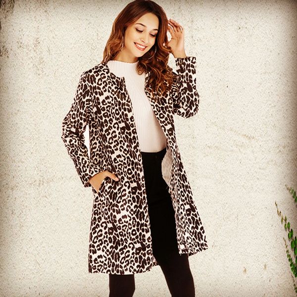 2019 new women's casual leopard print cardigan slim long coat ladies trench outwear, Tan;black
2019 new women's casual leopard print cardigan slim long coat ladies trench outwear, Tan;black
