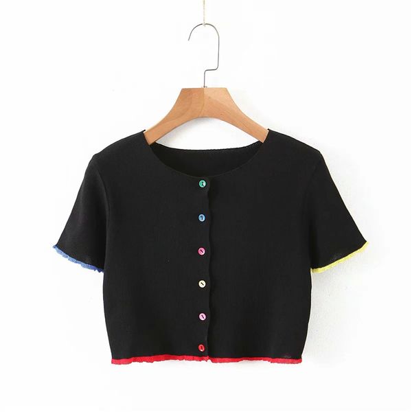 women's blouses & shirts women fashion black&white knitted 2021 summer-spring colorful single breasted shirt female o-neck short sleev
women's blouses & shirts women fashion black&white knitted 2021 summer-spring colorful single breasted shirt female o-neck short sleev