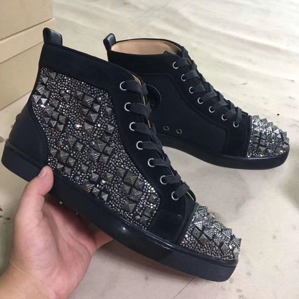 designer fashion red bottoms shoes studded spikes flat sneakers for men women+ mix spikes glitter party lovers genuine leather casual, Black
designer fashion red bottoms shoes studded spikes flat sneakers for men women+ mix spikes glitter party lovers genuine leather casual, Black