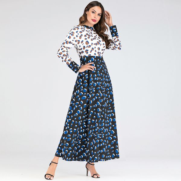 factory direct cross-border muslim collar leopard print stitching contrasting color large swing dress middle east skirt 7055#, White;black
factory direct cross-border muslim collar leopard print stitching contrasting color large swing dress middle east skirt 7055#, White;black