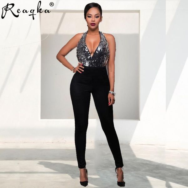 reaqka summer women silver sequins jumpsuit backless elegant sleeveless club romper long playsuit deep v neck overalls 2020, Black;white
reaqka summer women silver sequins jumpsuit backless elegant sleeveless club romper long playsuit deep v neck overalls 2020, Black;white