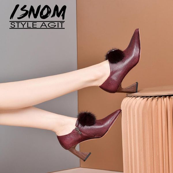 isnom red heels wood fashion fur pumps elegant pointed toe cow leather embossed zip pumps high heels shoes women, Black
isnom red heels wood fashion fur pumps elegant pointed toe cow leather embossed zip pumps high heels shoes women, Black