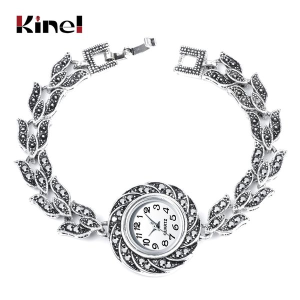 kinel fashion women's watches antique silver luxury bright black rhinestone bracelet wrist watch clock vintage jewelry 2019 new, Slivery;brown
kinel fashion women's watches antique silver luxury bright black rhinestone bracelet wrist watch clock vintage jewelry 2019 new, Slivery;brown