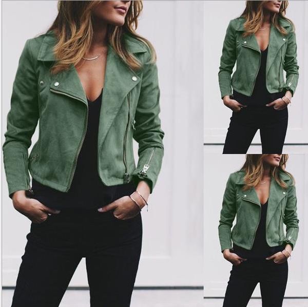 autumn women lapel neck jackets fashion zipper fly coats casual solid color women outerwear with button, Black;brown
autumn women lapel neck jackets fashion zipper fly coats casual solid color women outerwear with button, Black;brown