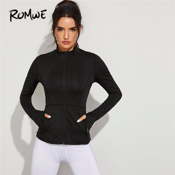 romwe sporty zip up pocket side workout jackets with thumb holes fall 2019 stand collar women jacket long sleeve black jacket, Black;red
romwe sporty zip up pocket side workout jackets with thumb holes fall 2019 stand collar women jacket long sleeve black jacket, Black;red