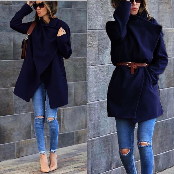 womens autumn woolen pocket winter turn-down collar solid color woolen coat female outerwear, Black
womens autumn woolen pocket winter turn-down collar solid color woolen coat female outerwear, Black