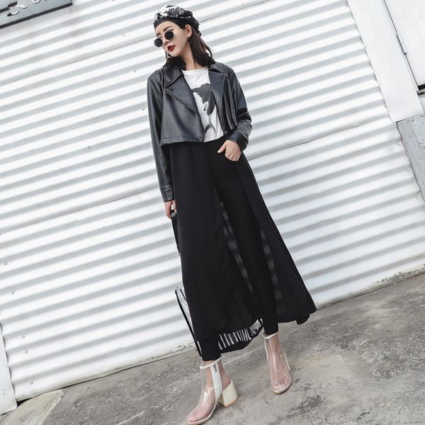 autumn women black slim cool pu leather jackets sweet female zipper faux leather outwear casual chiffon patchwork coat femme
autumn women black slim cool pu leather jackets sweet female zipper faux leather outwear casual chiffon patchwork coat femme