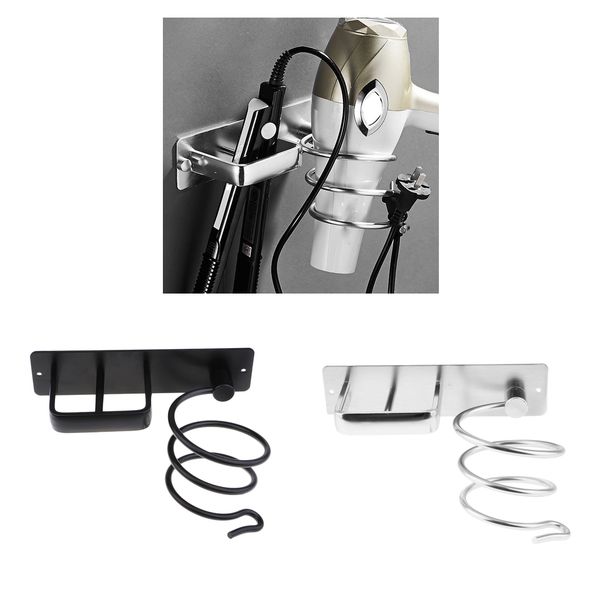 2x silver with black wall mount hair dryer hanging rack organizer, aluminum hair dryer holder with 2 holes
2x silver with black wall mount hair dryer hanging rack organizer, aluminum hair dryer holder with 2 holes