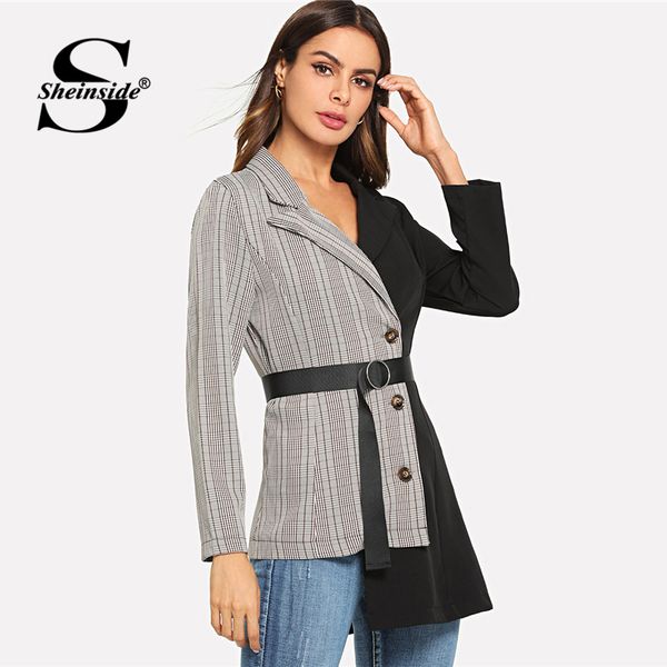 sheinside plaid black notched workwear blazer office ladies belted tied asymmetric hem long sleeve women autumn elegant blazer, White;black
sheinside plaid black notched workwear blazer office ladies belted tied asymmetric hem long sleeve women autumn elegant blazer, White;black