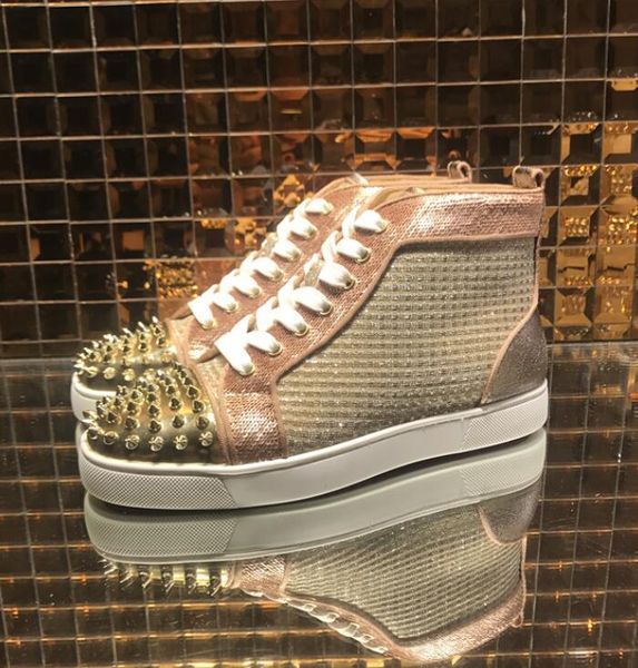 high cutout spikes high red bottom casual sand net strap flat luxury shoes new for men women party designer sneakers lovers eu35-46, Black
high cutout spikes high red bottom casual sand net strap flat luxury shoes new for men women party designer sneakers lovers eu35-46, Black