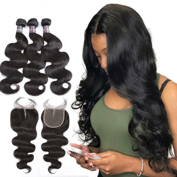7a brazilian hair weave 1bundles with lace closure raw virgin body wave 100% human hair extension weaves and 4*4 closures, Black
7a brazilian hair weave 1bundles with lace closure raw virgin body wave 100% human hair extension weaves and 4*4 closures, Black