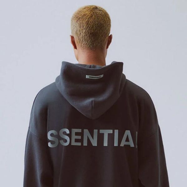 

19ss fog fear of god essentials 3m reflective letter printing fashion hoodie high street casual hoodie pullover sweater street hfsswy008, Black