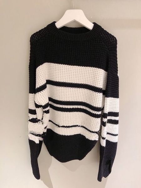 fall/winter 2019 black sweater new thick striped wool sweater pullover lace women pullovers women, White;black
fall/winter 2019 black sweater new thick striped wool sweater pullover lace women pullovers women, White;black