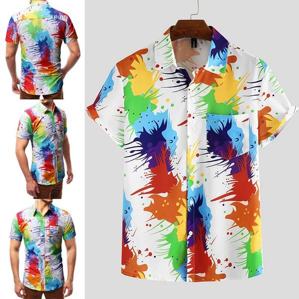 2020 summer men colorful printed short sleeve shirt casual lapel blouse streetwear hawaiian vacation breathable shirts plus size, White;black
2020 summer men colorful printed short sleeve shirt casual lapel blouse streetwear hawaiian vacation breathable shirts plus size, White;black