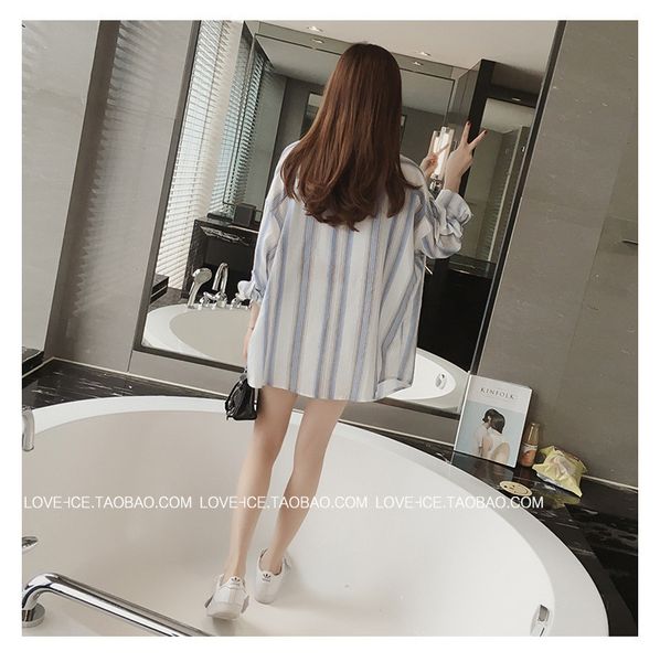 spring clothing new style korean-style loose-fit mid-length korean-style shirt cotton linen vertical striped coat, White
spring clothing new style korean-style loose-fit mid-length korean-style shirt cotton linen vertical striped coat, White