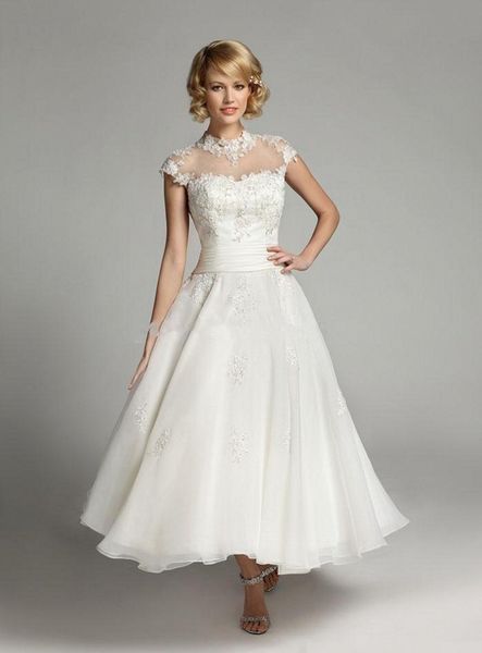 vintage high neck wedding dresses ankle length cap sleeve beads sequins ivory lace organza short bridal gowns custom made dh4151, White
vintage high neck wedding dresses ankle length cap sleeve beads sequins ivory lace organza short bridal gowns custom made dh4151, White