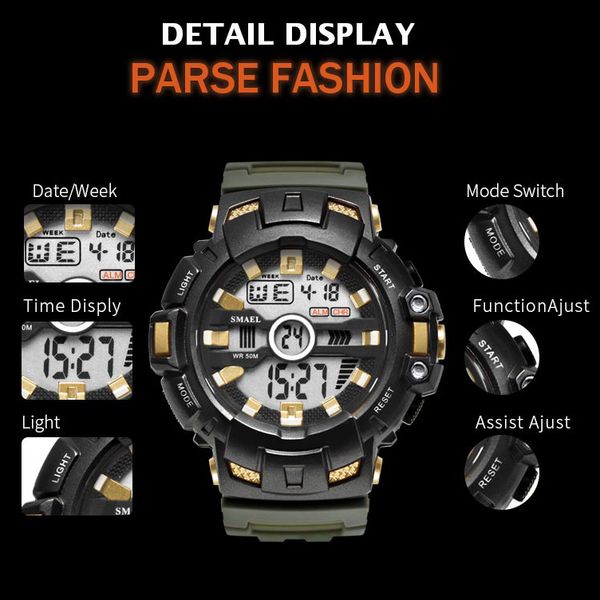 2020 smael led bracelet digital waches smael brand luxury clock men military watches alarm relogio montre1532b men watches sport waterproof, Slivery;brown
2020 smael led bracelet digital waches smael brand luxury clock men military watches alarm relogio montre1532b men watches sport waterproof, Slivery;brown