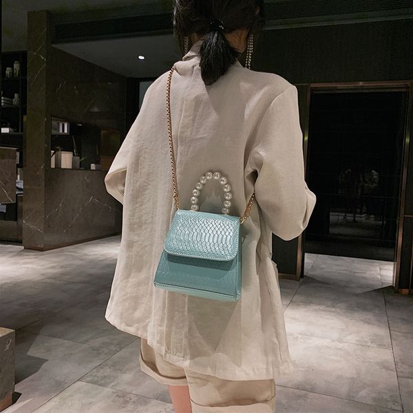 2019 new women bags crossbody bags pu leather handbags stylish pearl hand bag with chain shoulder