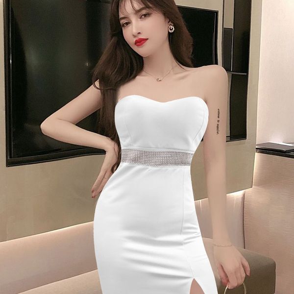 off-shoulder tube fashion heavy industry diamond set waist slimming ladies temperament split dress women summer, White;black
off-shoulder tube fashion heavy industry diamond set waist slimming ladies temperament split dress women summer, White;black