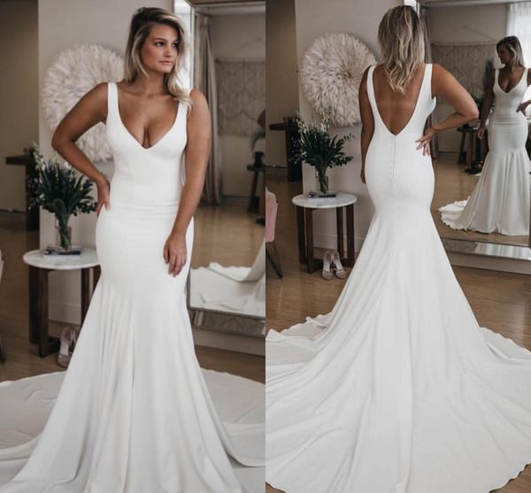 modest 2019 white wedding dresses v neck backless satin bridal gowns sweep train plus size mermaid wedding dress
modest 2019 white wedding dresses v neck backless satin bridal gowns sweep train plus size mermaid wedding dress