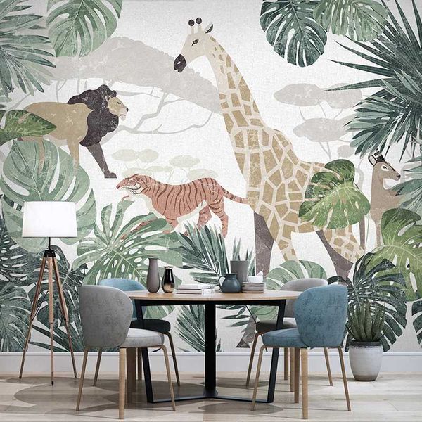 drop shipping custom p nordic tropical plant banana leaf animal lion tiger giraffe mural home decoration wall paper 3d
drop shipping custom p nordic tropical plant banana leaf animal lion tiger giraffe mural home decoration wall paper 3d