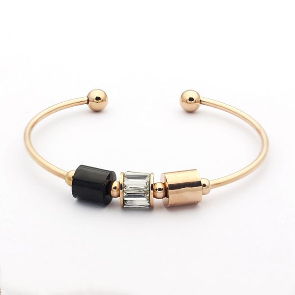 v letter black cylinder drill opening bracelet women's bracelet