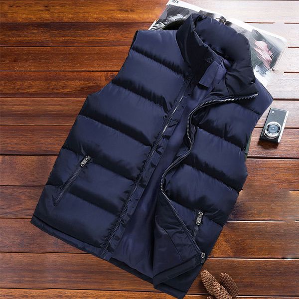 men's winter warm vest sleeveless puffer outerwear zipper pockets stand collar solid padded jacket coat selling, Black
men's winter warm vest sleeveless puffer outerwear zipper pockets stand collar solid padded jacket coat selling, Black