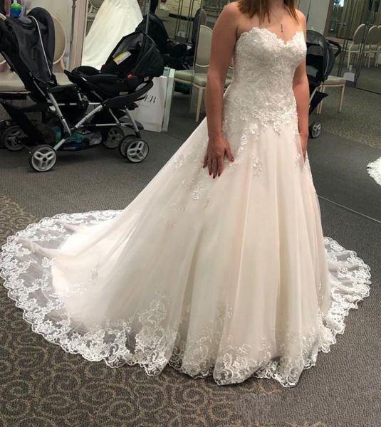 arabric strapless lace appliques wedding dresses 2020 sweetheart sweep train zipper back wedding bridal gowns vestidoe de noiva, White
arabric strapless lace appliques wedding dresses 2020 sweetheart sweep train zipper back wedding bridal gowns vestidoe de noiva, White
