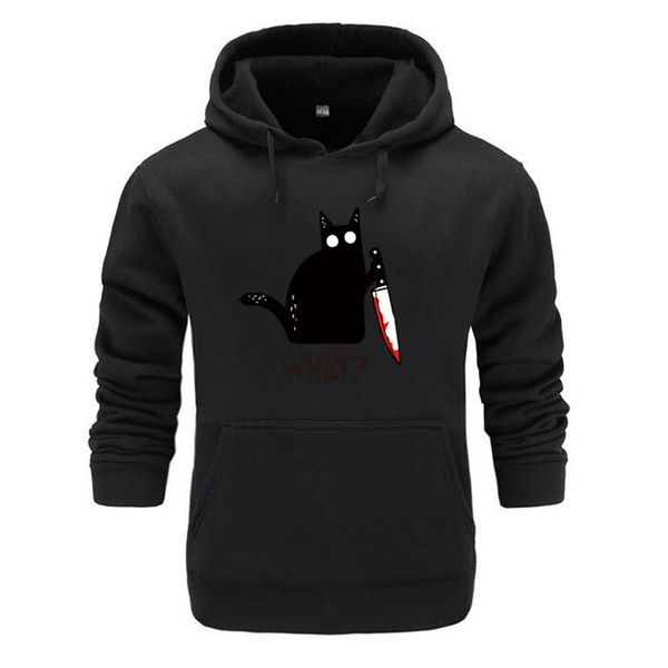cat what funny hoodies streetwear men's vintage graphic cat with knife hoodie men novelty fashion autumn hip hop pullover, Black
cat what funny hoodies streetwear men's vintage graphic cat with knife hoodie men novelty fashion autumn hip hop pullover, Black