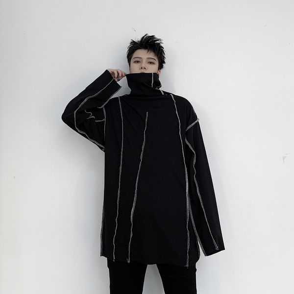 men turtleneck long sleeve casual loose tees shirts male women streetwear hip hop punk gothic t-shirt black white, White;black
men turtleneck long sleeve casual loose tees shirts male women streetwear hip hop punk gothic t-shirt black white, White;black