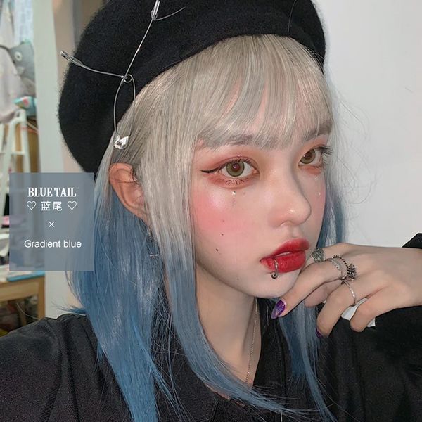 ailiade gray blue gradient cosplay lolita wig and bangs women wave fiber short hair synthetic hair wig, Black
ailiade gray blue gradient cosplay lolita wig and bangs women wave fiber short hair synthetic hair wig, Black